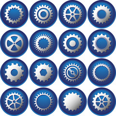 Sixteen Cog Buttons/Icons