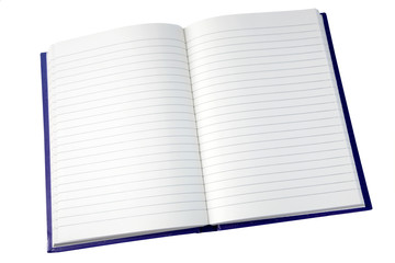 Open pages of a notebook isolated on white.