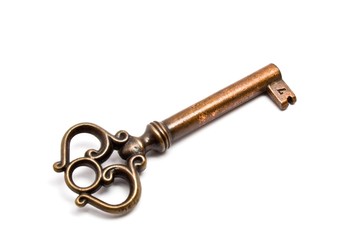 Antique key isolated on white