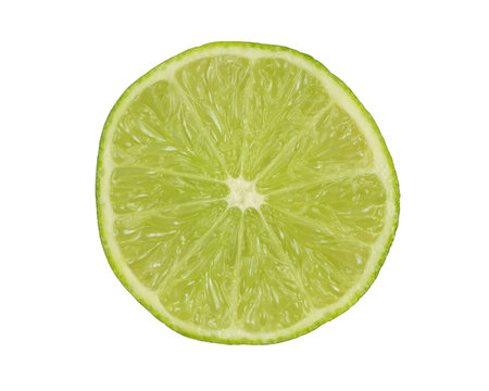 Lime sliced in half isolated on white back ground.