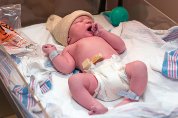 Newborn baby resting in hospital