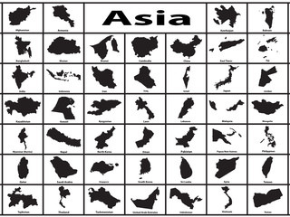 Vector silhouette of Asian countries