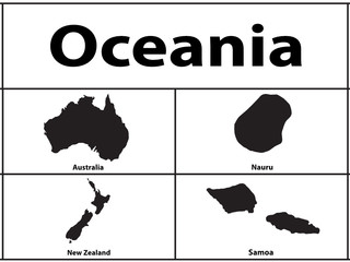 Vector silhouette of Oceania countries