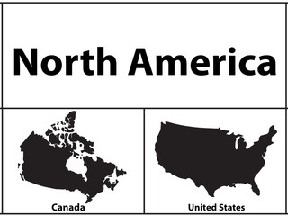 Vector silhouette of North America countries