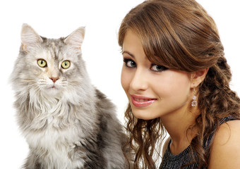 woman with cat