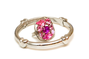 Bracelet and ring isolated on the white