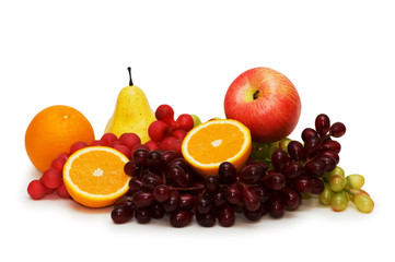 Various fruits isolated on the white background