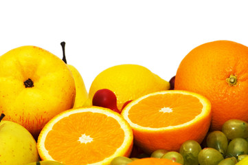 Variious fruits isolated on the white background