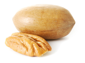 Pecan nuts isolated on white background