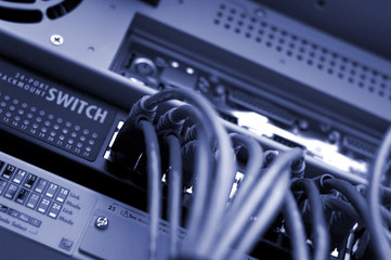 network switch cat5 cables fast ethernet internet - obrazy, fototapety, plakaty