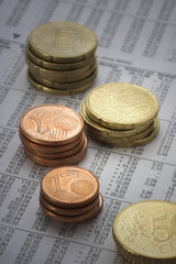 coins on financial figures