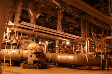 different size and shaped pipes at a power plant
