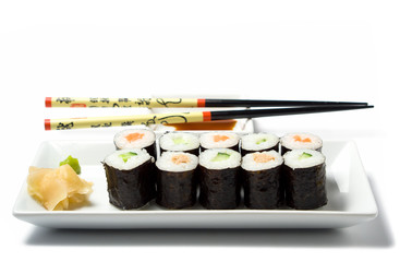 maki sushi meal isolated on white