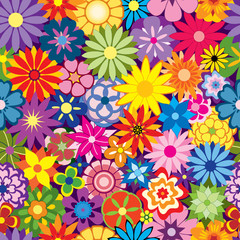 Fototapeta na wymiar Colorful Seamless Repeating Flower Background