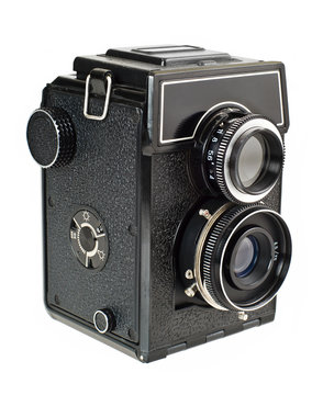 Old two lens medium format film camera
