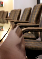 Chairs and table in a corporate meeting room