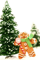Little gingerbread man with trees