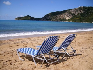 Corfu - Beach Beds and Blue Seas
