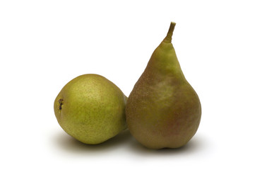 two pears on white background 