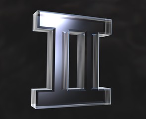 Gemini astrology symbol in transparent glass (3d)