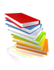 colored books isolated on glossy white
