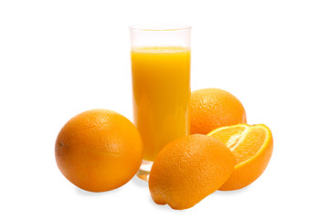 glass of orange isolated on