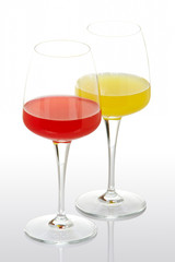 Two glasses with beverages