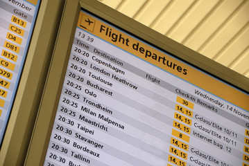 Departure board at airport
