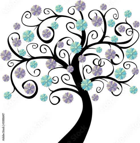 Arbre En Fleurs Cœurs Roses Stock Image And Royalty Free