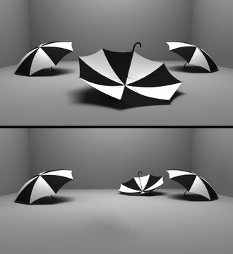 three umbrelas - three time