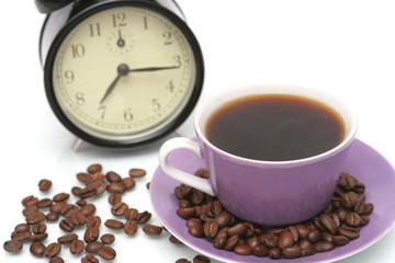 The  cup with fragrant coffee costs on a table