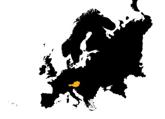 Europe with highlighted Austria map