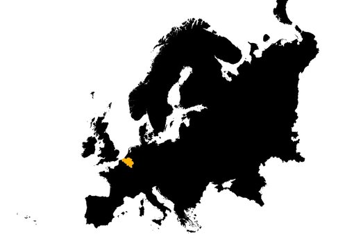 Europe with highlighted Belgium map