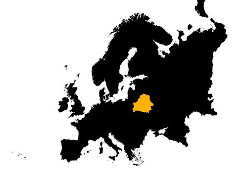 Europe with highlighted Belarus map