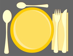 Clean Table, Fork, Spoon, Knife