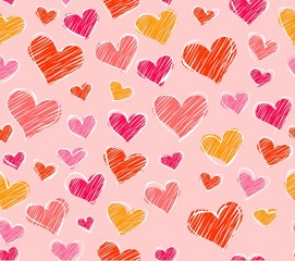 Seamless painted hearts background