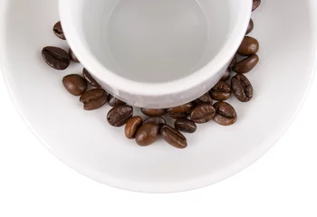Fotobehang Koffiebar Tasse vide avec grains de café