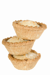Stack of mince pies for Christmas on white background