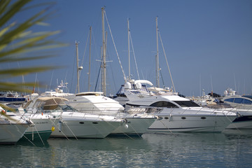 A line of boats at Puerto Banus
