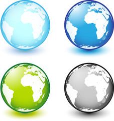 Icones de planète terre vectorielle, facilement modifiable.