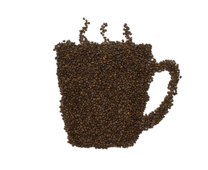 coffeemania,coffee beans make a coffee cup