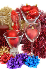 Christmas ornaments and decorations in glassware