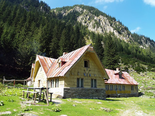 wooden cabin in the mountains