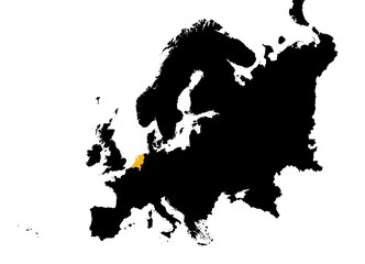 Europe with highlighted Netherlands map