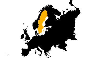 Europe with highlighted Sweden map