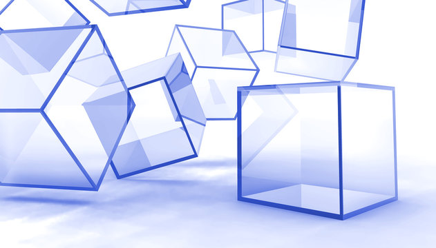 Abstract glass blue cubes