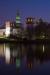 Fototapeta na wymiar Novodevichiy monastery in twilight