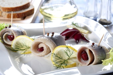 Marinated herring fillets