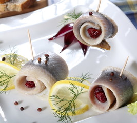 Marinated herring fillets