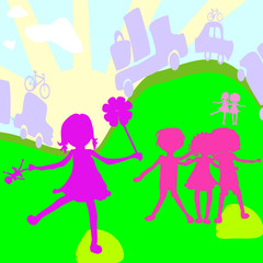 Obraz na płótnie Canvas group of kids playing